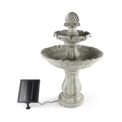 Vogelsbrunn Springbrunnen 60x90cm 3W Solar Akku Beton-Optik -Der Grillgarten Winkels 10029039 yy 0005 front Blumfeldt Vogelsbrunn Zierbrunnen Solar