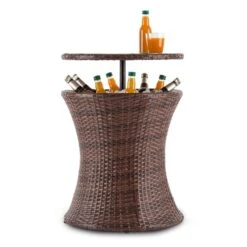 Beerboy Gartentisch Getränkekühler Ø50cm Polyrattan Bicolor Braun -Der Grillgarten Winkels 10029628 yy 0005 front Blumfeldt Beerboy Gartentisch Polyrattan Kuehler
