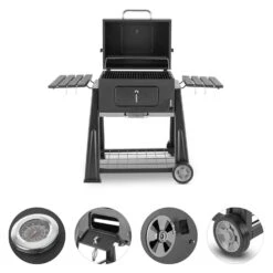 Bigfoot Holzkohlegrill Smoker BBQ-Grill 55 X 40 Cm Stahl Schwarz -Der Grillgarten Winkels 10029763 yy 0004 detail Klarstein Bigfoot BBQ Grill Smoker