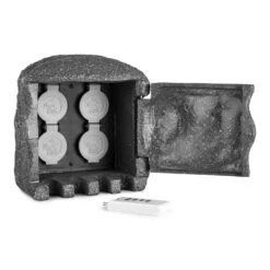 Power Rock Remote Gartensteckdose 4-fach Verteiler 3m Fels Dunkelgrau