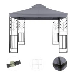 Odeon Grey Pavillon Partyzelt Festzelt 3x3m Stahl Polyester Dunkelgrau -Der Grillgarten Winkels 10030686 yy 0003 detail Blumfeldt Odeon Grey Pavillon Partyzelt dunkelgrau