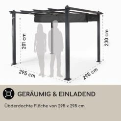 Pantheon 3x3 Pergola Vordach 3x3m Aluminium Sonnendach Polyester Grau -Der Grillgarten Winkels 10031882 DE 0004 usp