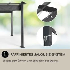 Pantheon 3x3 Pergola Vordach 3x3m Aluminium Sonnendach Polyester Grau -Der Grillgarten Winkels 10031882 DE 0005 usp