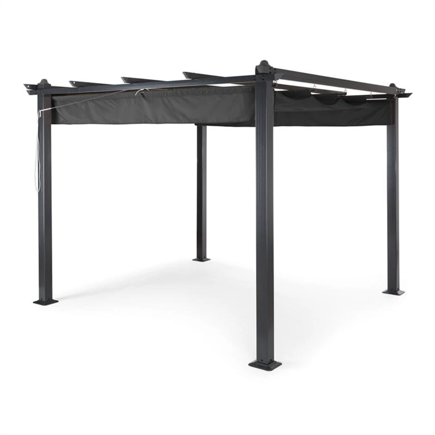 Pantheon 3x3 Pergola Vordach 3x3m Aluminium Sonnendach Polyester Grau