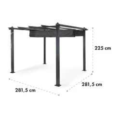 Pantheon 3x3 Pergola Vordach 3x3m Aluminium Sonnendach Polyester Grau -Der Grillgarten Winkels 10031882 yy 0009 logo Blumfeldt Pantheon 3x3 Pergola Vordach 3x3m grau