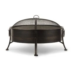 Catania 2-in-1-Feuerschale Ø80cm Funkenschutz Ø70cm Grill Stahl Antik -Der Grillgarten Winkels 10032140 uk 0003 front