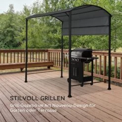 Steakhouse Grilldach 220x215x140cm PE 180 G/m² Flammhemmend Stahl Grau -Der Grillgarten Winkels 10032523 de 0005 logo