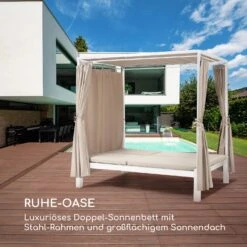 Eremitage Double Sunbed 2 Pers Stahl-Rahmen Sonnendach Vorhänge Creme -Der Grillgarten Winkels 10033317 de 0004 logo