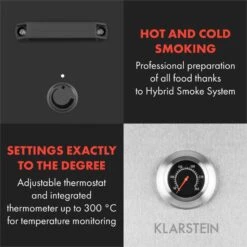 Flintstone Steel Räucherofen 1600 W Integriertes Thermometer Edelstahl -Der Grillgarten Winkels 10033372 yy 0004 logo Klarstein Flintstone Steel Raeucherofen Edelstahl reedit