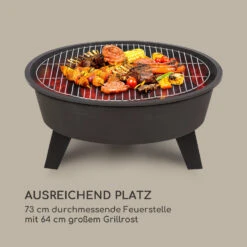 Nolana 2-in-1-Feuerschale Ø73cm Funkenschutz Ø64cm Grill Stahl Schwarz -Der Grillgarten Winkels 10033383 de 0004 logo