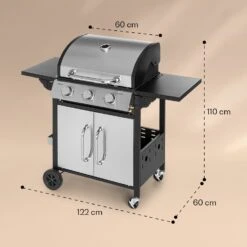 Tomahawk Gasgrill 3 X 3,6 KW Brenner 60 X 43,5 Cm Grill Edelstahl -Der Grillgarten Winkels 10034711 yy 0007 dimensions