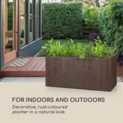 Solid Grow Rust Pflanzgefäß 80 X 38 X 38 Cm Fibreclay Rostfarben -Der Grillgarten Winkels 10034788 yy 0002 logo Blumfeldt Solid Grow Rust Pflanzgefaess 80x38x38cm