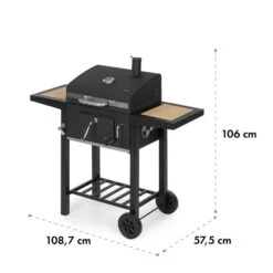 Meat Machine Holzkohlegrill BBQ 45x32,5cm Thermometer Bodenrollen -Der Grillgarten Winkels 10034819 yy 0009 logo Klarstein Meat Machine Holzkohlegrill schwarz
