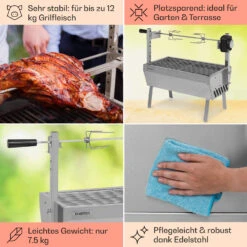 Sauenland Mini Rotisserie-Grill Drehspieß 4W 12kg Max. Edelstahl -Der Grillgarten Winkels 10035371 de 0005 usp
