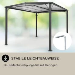 Pantheon Solid Sky Flat Pergola Vordach 3x4m Polycarbonat -Der Grillgarten Winkels 10035871 de 0005 usp
