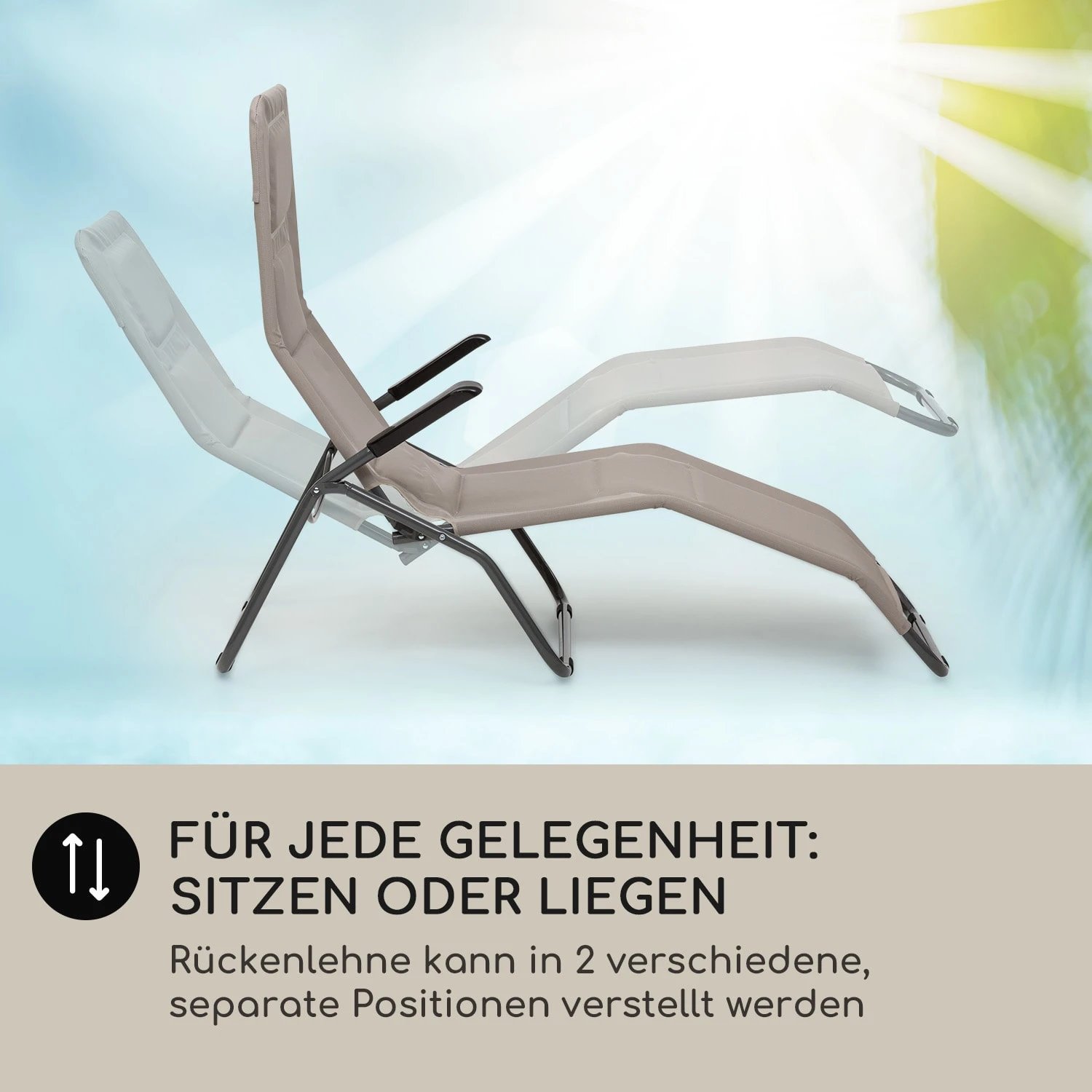 Vitello Noble Sonnenliege 70x110x140cm Atmungsaktiv Wetterfest Faltbar 4 Vitello Noble Sonnenliege 70x110x140cm Atmungsaktiv Wetterfest Faltbar – Bild 2