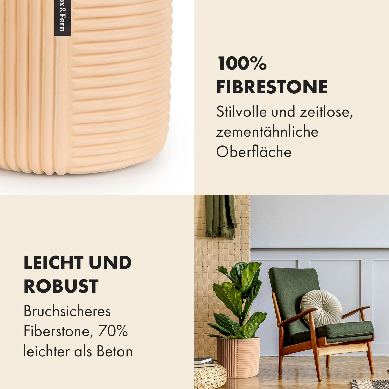 Hasselt Blumentopf Polystone Pflanzenfreundlich Handgemacht 3D-Optik 5 Hasselt Blumentopf Polystone Pflanzenfreundlich Handgemacht 3D-Optik – Bild 3