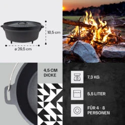 Galloway Dutch Oven 6.0 BBQ-Topf Gusseisen Standfüße Größe M / 6 Qt -Der Grillgarten Winkels 10038585 de 0004 usp