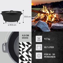 Galloway Dutch Oven 12.0 BBQ-Topf Gusseisen Standfüße Größe XL / 12 Qt -Der Grillgarten Winkels 10038587 de 0004 usp