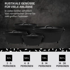 Galloway Dutch Oven 12.0 BBQ-Topf Gusseisen Standfüße Größe XL / 12 Qt -Der Grillgarten Winkels 10038587 de 0006 usp
