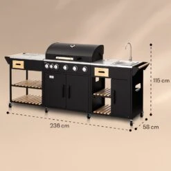 Jersey Outdoor Kitchen Gasgrill Spüle 20,7 KW 5+1 Brenner Mobil -Der Grillgarten Winkels 10039854 yy 0008 dimensions