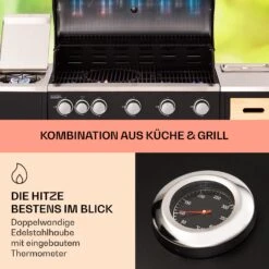 Jersey Outdoor Kitchen Gasgrill 20,7 KW 5+1 Brenner Mobil Regenschutz -Der Grillgarten Winkels 10039855 de 0003 usp