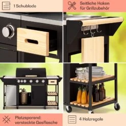 Jersey Outdoor Kitchen Gasgrill 20,7 KW 5+1 Brenner Mobil Regenschutz -Der Grillgarten Winkels 10039855 de 0005 usp