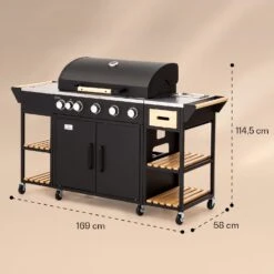 Jersey Outdoor Kitchen Gasgrill 20,7 KW 5+1 Brenner Mobil Regenschutz -Der Grillgarten Winkels 10039855 yy 0008 dimensions