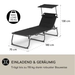 Amalfi Sonnenliege 70 X 37 X 200 Cm Sonnenblende 5-stufige Rückenlehne Stahlrohr Witterungsbeständig -Der Grillgarten Winkels 10040101 de 0004 logo