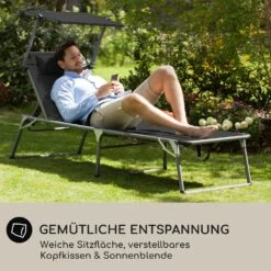 Amalfi Sonnenliege 70 X 37 X 200 Cm Sonnenblende 5-stufige Rückenlehne Stahlrohr Witterungsbeständig -Der Grillgarten Winkels 10040101 de 0006 logo