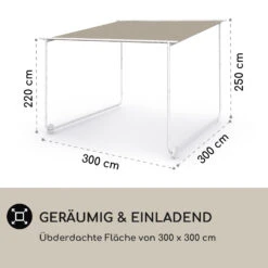 Nantes Pavillon Gazebo Sonnendach 3x3m Polyester Stahlrahmen UV50+ Bodenrollen -Der Grillgarten Winkels 10040106 de 0004 logo